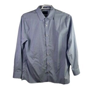 Fairlane Men's Large Blue Plaid No Stretch Long Sleeve Button Down Shirt